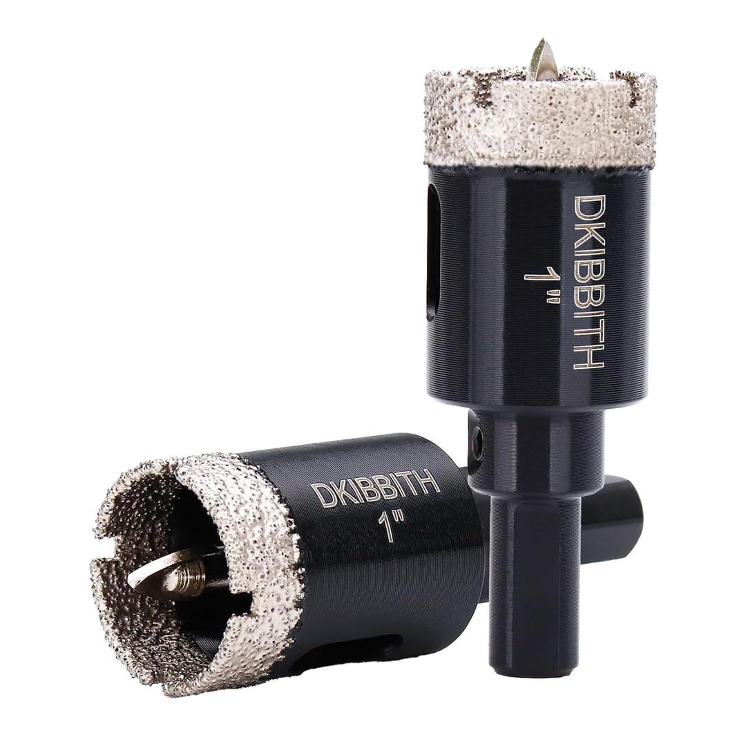 1" Diamond Hole-Saw Bits with Pilot Drill Bit - 2pc 1 in Diamond Tipped Tile Hole Saws with Guiding Bit for Accurate Drilling, for Porcelain Tile Ceramic Pottery Granite Stone Glass Bottles 25mm