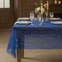 Horaldaily Royal Blue Sparkling Stars Gauze Tablecloth 6084 Inch Rectangular, Golden Star Sequin Glitter Metallic Foil, Sheer Tulle Cheesecloth for Birthday Wedding Decor
