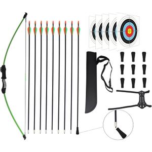 45" Bow and Arrow Set for Youth Kids Junior Beginner Bow Gift Outdoor Archery Set 18 Lb for Teen Outdoor Sports (Green)