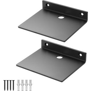 Small Wall Shelf,3.0mm Aluminum Alloy Small Floating Shelf,for Bathroom, Bedroom, Living Room, Kitchen,Office(5 Inch Black, Set of 2)