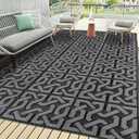 SAND MINE Reversible Mats, Plastic Straw Rug, Modern Area Rug, Large Floor Mat Rug for Outdoors, RV, Patio, Backyard, Deck, Picnic, Beach, Trailer, 9x12ft
