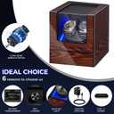 BEWISHOME Watch Winder for Automatic Watches, Automatic Watch Winder Box Watch Spinner with LED Light, Double Watch Winder with Quiet Motor Wooden 4 Modes Battery or Type-C Adapter, Brown SYQ02Y