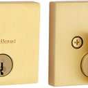 Kwikset Downtown Deadbolt Lock, Satin Brass Square Exterior Keyed Front Entry Door, Pick Resistant SmartKey Rekey Security, Single Cylinder Dead Bolt, with Microban Protection (0.5" x 2.63" x 2.63")