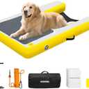 Gymodel Dog Pool Ramp, Inflatable Dog Boat Ramp, Non-Slip EVA Inflatable Floating Dock Ladder for Pools Boats Docks, Safe & Easy Water Access for Large Dogs, Yellow