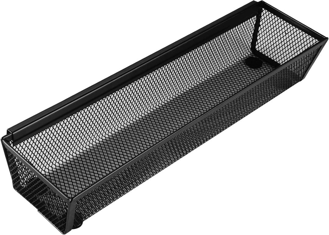Faridabio Drawer Organizer, Silverware Organizer for Kitchen Cutlery Tray Utensil holder with Interlocking Mesh Metal Flatware Storage (1 pcs) (BLACK( ONE PACK ))