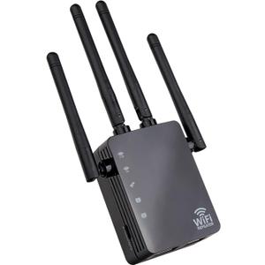Dual Band WiFi Extender, WiFi Booster, Cover up to 12880 sq.ft & 105 Devices, 1200Mbps WiFi Booster, Dual Band 2.4G and 5G, Wireless Repeater with Strong Penetrability, 4 Antennas