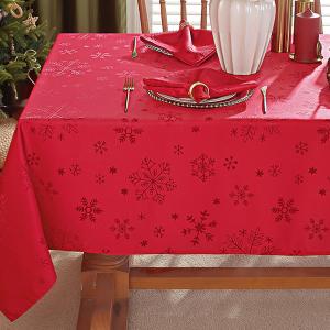 MATIRUG Rectangle Christmas Tablecloth 60x102 Inch,Waterproof Wrinkle Free Red Snowflake Jacquard Fabric Table Cloth for Xmas Winter Holiday New Year
