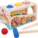 Wooden Montessori Toys Toddlers Play Kit, Wooden Puzzle Peg Board, Puzzle, Bean Sorting Games, Dexterity Games, Educational Toys for Children and Group Play Toys, Creative Kids Gifts