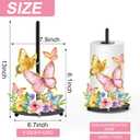 Whaline Spring Summer Paper Towel Holder Colorful Butterfly Floral Large Metal Towel Holder Countertop Roll Stand Organizer for Home Party Kitchen Bathroom Decor Accessories