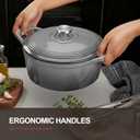 Overmont Enameled Cast Iron Dutch Oven - 5.5QT Pot with Lid Cookbook & Cotton Potholders - Heavy-Duty Cookware for Braising, Stews, Roasting, Bread Baking Grey