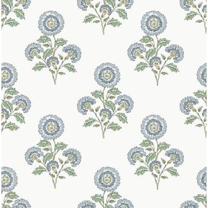 NuWallpaper Flourish Block Print Blue and Green Multi Peel and Stick Wallpaper, Removable Wallpaper, 20.5 in x 18 ft