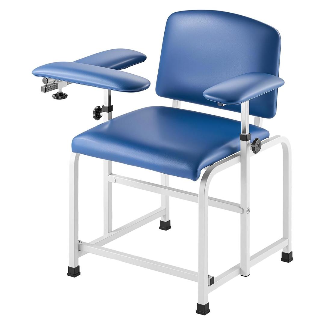 VEVOR Phlebotomy Chair, Blood Draw Chair with Adjustable Armrests and Flip Arm, 400LBS Loading Blood Drawing Medical Chair with Soft Padded Seat, Easy-to-Clean PVC Leather for Hospitals, Labs, Clinics