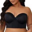 SEA BBOT Women Longline Strapless Bra Full Coverage Corset Bra Hide Back Fat (44D, Black)