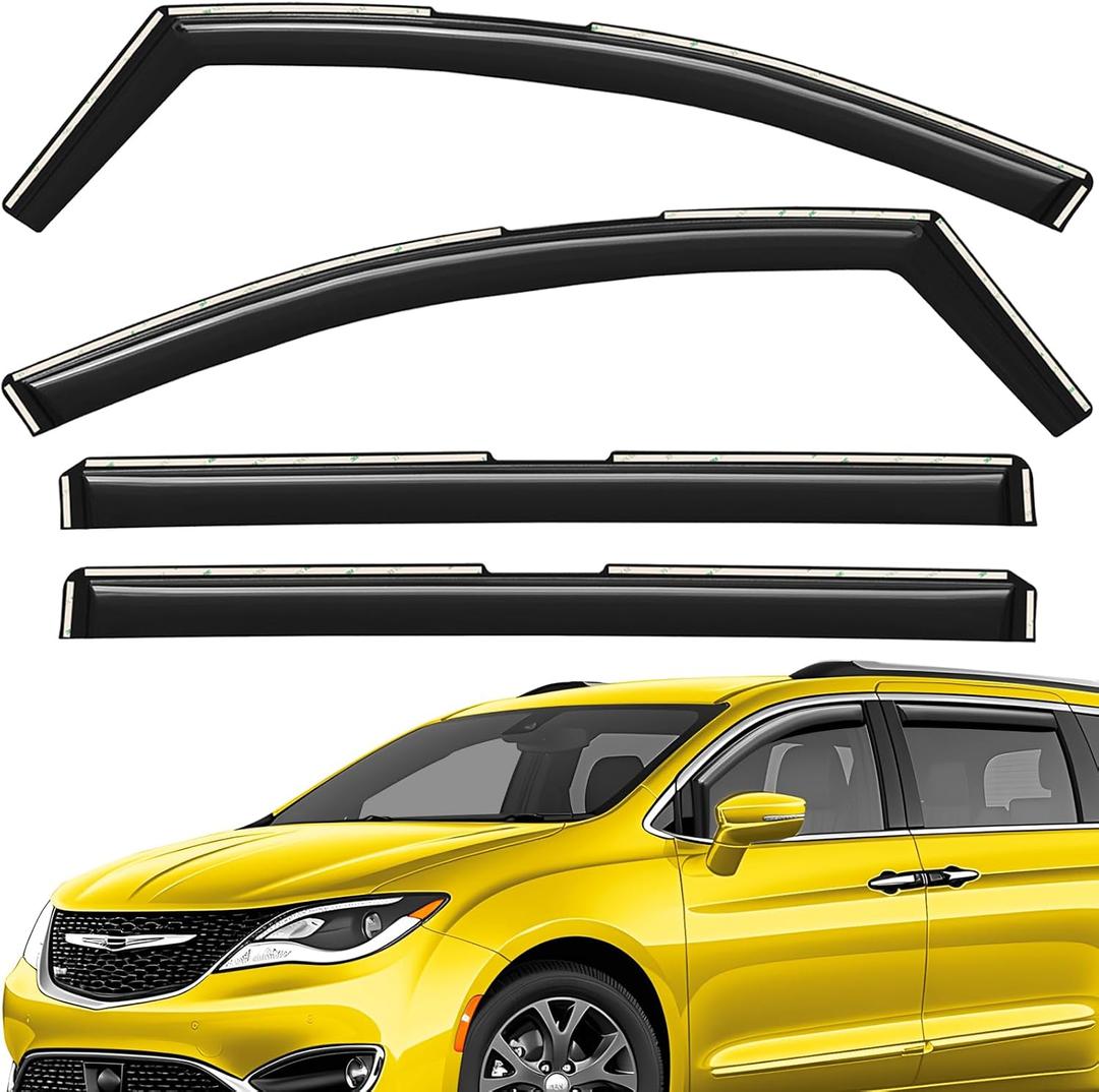 Extra Durable Window Deflectors in-Channel Window Visors Rain Guards Fit for Chrysler Pacifica 2017-2026, Sun Visors, Wind Vent for Shades, Exterior Car Accessories - 4 pcs. AG0929