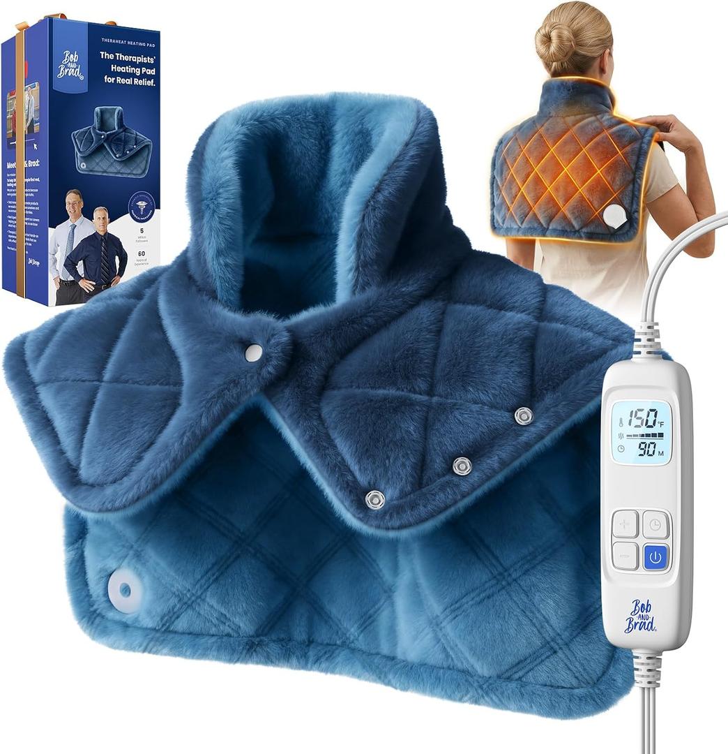 BOB AND BRAD Weighted Heating Pad for Neck and Shoulders,FSA Eligible/HSA Eligible, 2.2lb Neck Wrap with Far-Infrared Ceramic Beads, 20" x 22" Soft Heated Thermal Blanket, Gifts for Mom Women Dad