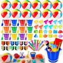 12PACK Beach Pool Party Favors Includes 84PCS Beach Toys for Kids Ages 4-8 8-12, Summer Sand Toys with Beach Balls, Kids Sunglasses, Bubble Wands, Buckets, Shovels, Molds, Party Decorations