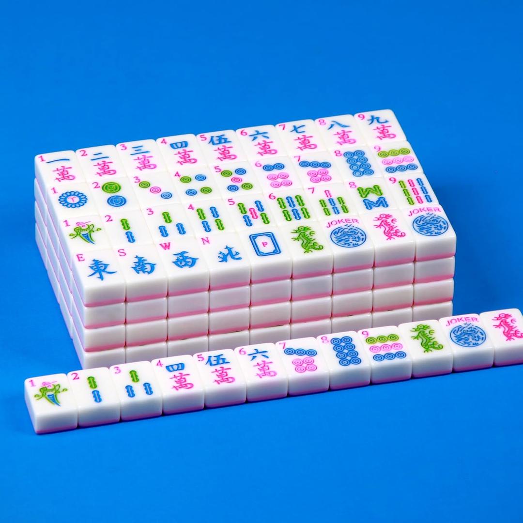 Pink American Mahjong Set 166 Mahjong Tiles 1.2-inch American Mahjong Game Set