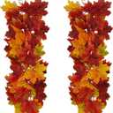 MSUIINT Artificial Flower Swag, 2Pcs Hanging Maple Swag Fall Garland Wall Swag Front Door Swag with Maple Leaves Floral Swag Harvest Swag for Home Wall Decor Party Holiday Decor (21.7In)