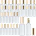 Olutacot 32 Pcs Glass Spray Bottle - Empty Frosted Reusable Perfume Bottle Cosmetic Container With Fine Mist Sprayer Pump for Travel Face Body Sprays (Light Gold)