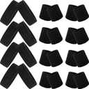 24 Pieces 80s Neon Sweatbands Set, Include 8 Sports Headbands and 16 Sweat Wristbands Elastic Athletic Tennis Sweat Bands Bulk for Man Woman (Black)