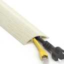 Floor Cord Cover 4ft, White Oak Wood Cord Hider Floor Hide Extension Cords, PVC Cable Management Cover, Cable Protector Wire Cavity W0.6in x H0.32in