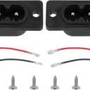 uxcell C8 Panel Mount Plug Adapter AC 250V 6A 2P IEC Plug Power W 2 Wire 2pcs with Screws