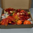 6 Pcs Fall Decorations - Fall Centerpieces with Artificial Pumpkins Maple Leaves Sunflowers Berries for Thanksgiving Dinner Table Fireplace Room Porch Fireplace Home Indoor Decor