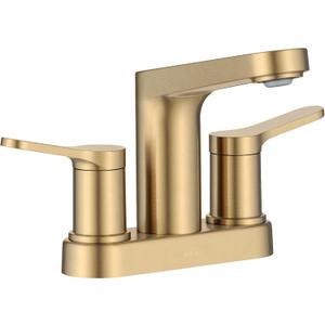 KRAUS Indy Centerset Bathroom Faucet in Spot-Free Brushed Brass with 2 Handles, Pop Up Drain and Supply Lines, FUS-14102SFBB