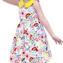 OBEEII Toddler Girls Back to School Dress Kindergarten First Day of School Outfit Sleeveless Pencil Print Ruffle Casual Dress (White)