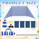 Tigeen 15 x 4.6 ft Beach Wind Screen Set Wind Blocker Sunbathing Privacy Screen Stripe with with 2 Metal Pole Ground Stake Carry Bag Portable Beach Windscreen for Summer Sand Outdoor Protection Sport