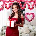 66 Ft Valentines Day Tinsel Garland Shiny Thick Tinsel Valentines Decorations Metallic Twist Foil Red White Rose Heart Ornaments for Anniversary Wedding Parade Floats Indoor Outdoor Decor Supplies