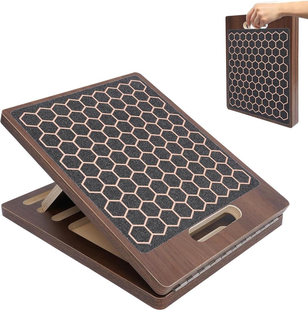 Adjustable Slant Board For Exercise& Calf Stretch Board, Non-Slip Balance Training PlatformHome Gym Equipment Multi-Functional Wooden Stretch Board & Slant Board For Physical Therapy (Bark Brown)