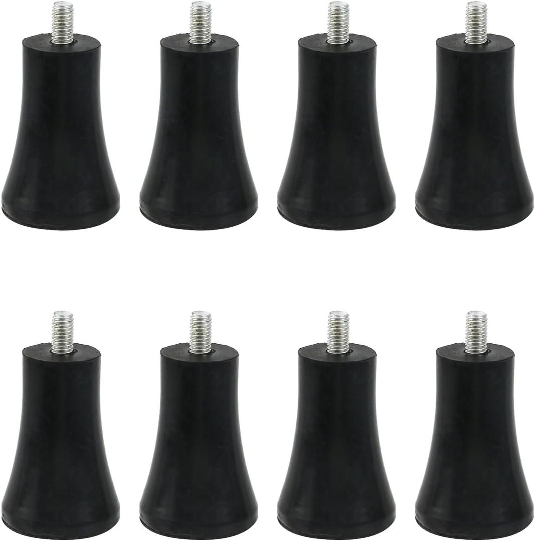 Wealrit 8 Pcs 2.5 Inch Height Rubber Furniture Legs Riser M8 x 14 mm Bolt Non-Silp Rising Feet Replacement for Sofa Table Chair