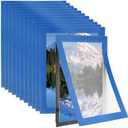 PATIKIL 4 x 6 Inch Magnetic Sign Holder, 12Pcs Self-Adhesive Magnetic Border Wall Mount PVC Picture Frames Document Holder for Wall Window Home Office Store Poster, Sky Blue