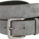 Square Buckle Casual Jean Suede Leather Belt 1 1/ 2" Wide (Gray, 34)