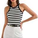 SUUKSESS Women Padded Cotton Ribbed Tank Tops 2025 High Neck Racerback Basic Tops, L