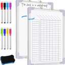 24" x 18" Magnetic Chore Chart Dry Erase Whiteboard Magnetic to Do List Chore Board with Lines Double Sided Weekly Calendar with Frame 8 Marker 1 Eraser for Family Multiple Adults