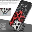 LSL Case for iPhone 15 Pro Sparkly Cute 3D Butterfly Leopard Pattern Design Glitter Diamond Camera Protection Soft Slim Cover for Women Girls Black