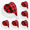 SATINIOR 6 Pcs christmas Santa Hat Claus Xmas Hat for Adults Unisex with Lining Plush Brim for Christmas New Year