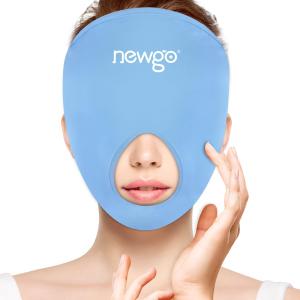 NEWGO Face Eyes Mask Reusable Gel Ice Cold Pack,Skin-Friendly Heat Cooling Therapy Full Facial Gel Sleep Mask for Puffy Eyes Face Redness Skincare, Migraine Stress Surgery Allergy Swelling Pain Relief