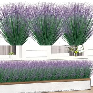 40 Bundles Fake Grass Plants Artificial Plants Outdoor Faux Plants Tall Shrubs Wheat Grass Greenery Stems UV Resistant Onion Grss For Outside Planters Indoor Room Vase Home DecorGreen Purple Tail
