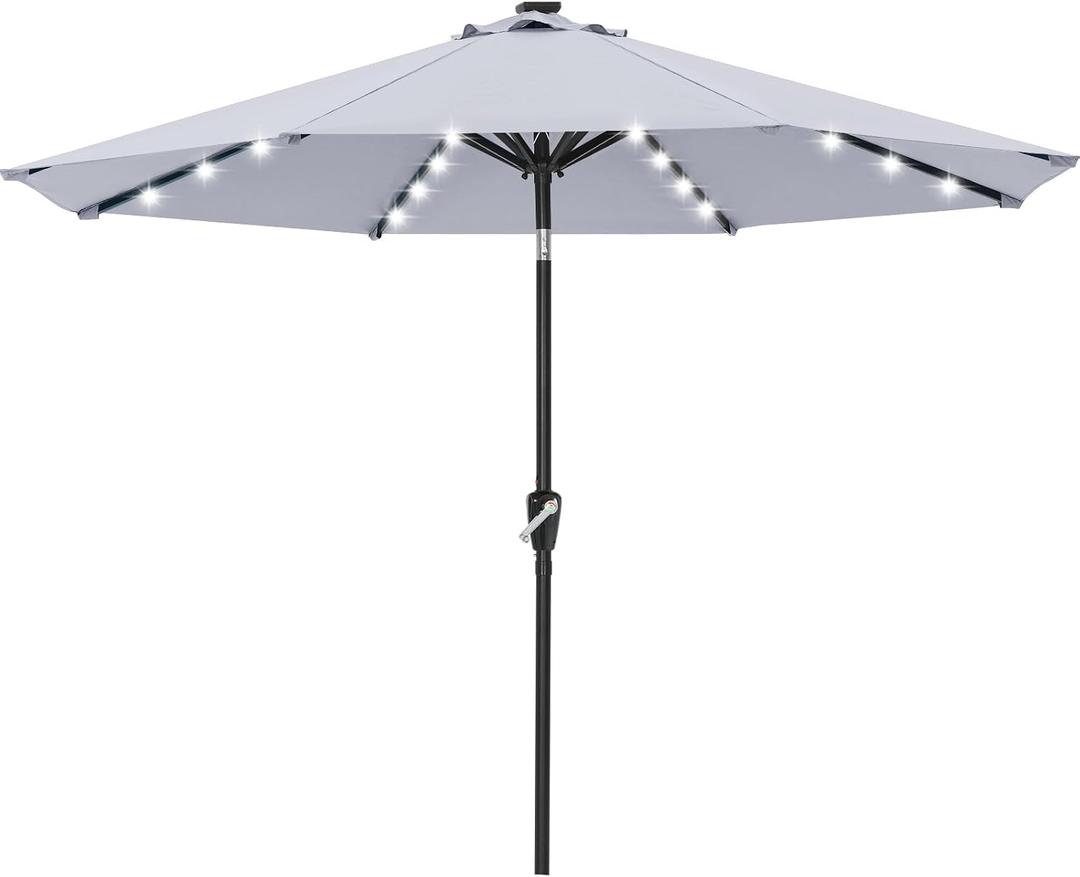 ABCCANOPY Solar Led Patio Umbrella with 32 Lights 11FT(Grey)