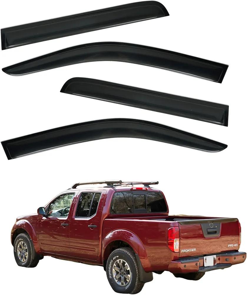 RWYSSYTF 4Pcs Window Visors Vent Deflectors for Nissan Frontier Crew Cab 2005-2021 Tape-on Rain Guards Shade