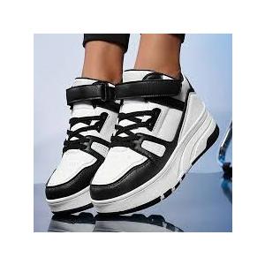 Nsasy Kids Roller Shoes Girls Boys Fashion Sneakers HighTop 4 Wheels Detachable Roller Skates Shoes BBlack, Size 37