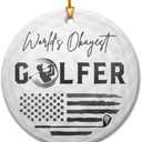 6 x Golf Christmas Ornament 2025 - Ceramic Golf Ball Ornament for Tree Decoration, Christmas Sport Gifts, Golfing Gifts for Men, Dad, Boss, Him, Golfer Club - Worlds Okayest Golfer Ornament
