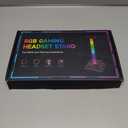 Gaming Headphone Stand PC Accessories - RGB Headset Stand with 2 USB Charger, Cool LED Headphone Holder PC Gaming Accessories for Boys Men Gamers, Computer Game Hardware for Desk (1-tier, Black)