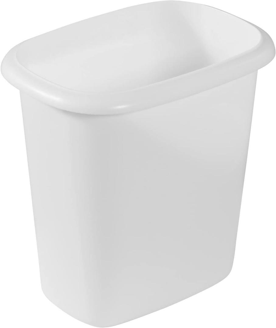 Rubbermaid Vanity Trash Can/Wastebasket 1.5-Gallons/6-Quarts White for Under Counter/Kitchen/Office/Bedroom/Bathroom, 2 Pack