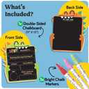 First Day of School Sign (11 x 13) - Double Sided Back to School Board, First Day of Preschool & Kindergarten Sign - Kids Chalkboard for Boys & Girls + 3 Chalk Markers