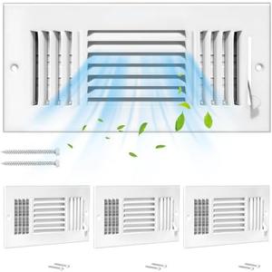 5 Pcs 12x6 Inch Air Vent Covers for Home Ceiling, 3-Way Solid Metal Wall Vent Cover Ac Vent Ceiling Register, Return Air Vent Cover, Vent Grill for Wall (White, Interior Size 12 x 6)