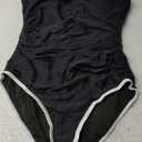 Eomenie Women's One Piece Swimsuit Tummy Control Slimming Bathing Suit Color Block Spaghetti Strap 1 Piece Swim Suit Swimwear (Medium, Black)